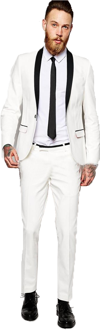 Manin White Tuxedowith Black Accents PNG
