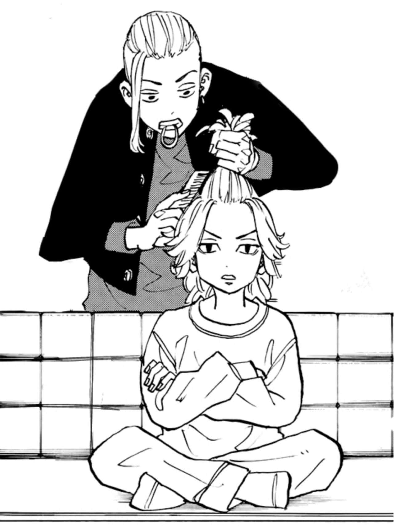 Draken Cutting Manjiro Sano's Hair Wallpaper