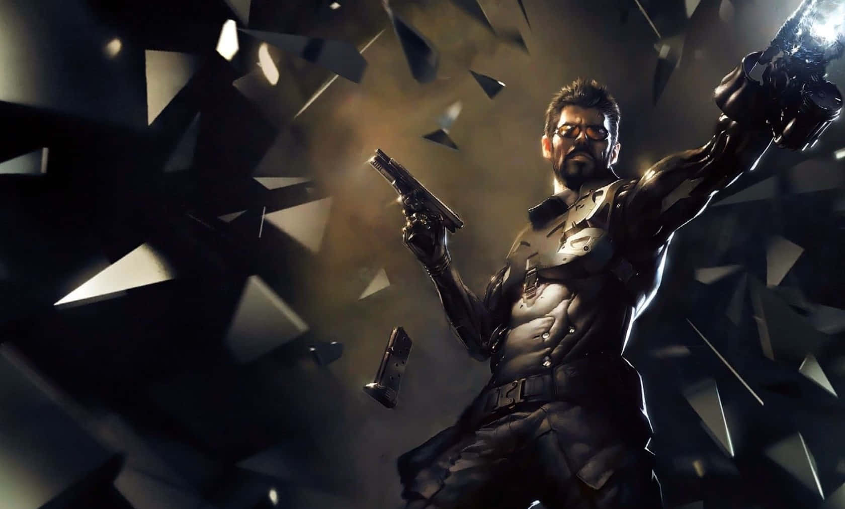 Vagter står vagt i Deus Ex: Mankind Divided. Wallpaper