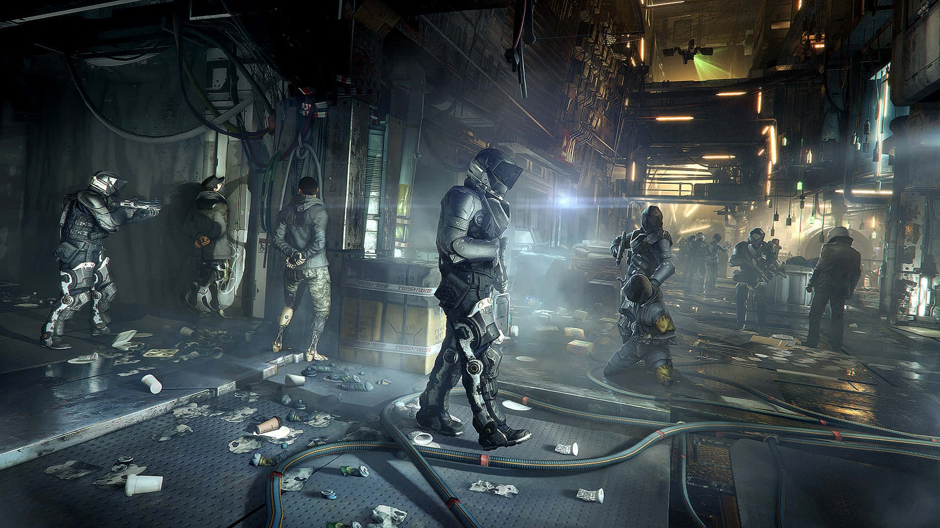 Cittàfuturistica Cyberpunk Di Deus Ex: Mankind Divided. Sfondo