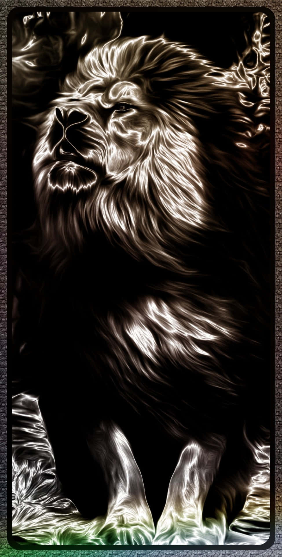 Et sort/hvidt billede af en løve Wallpaper