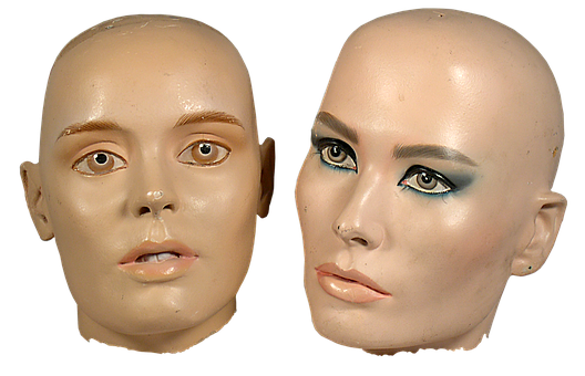 Mannequin Head Before After Makeup PNG
