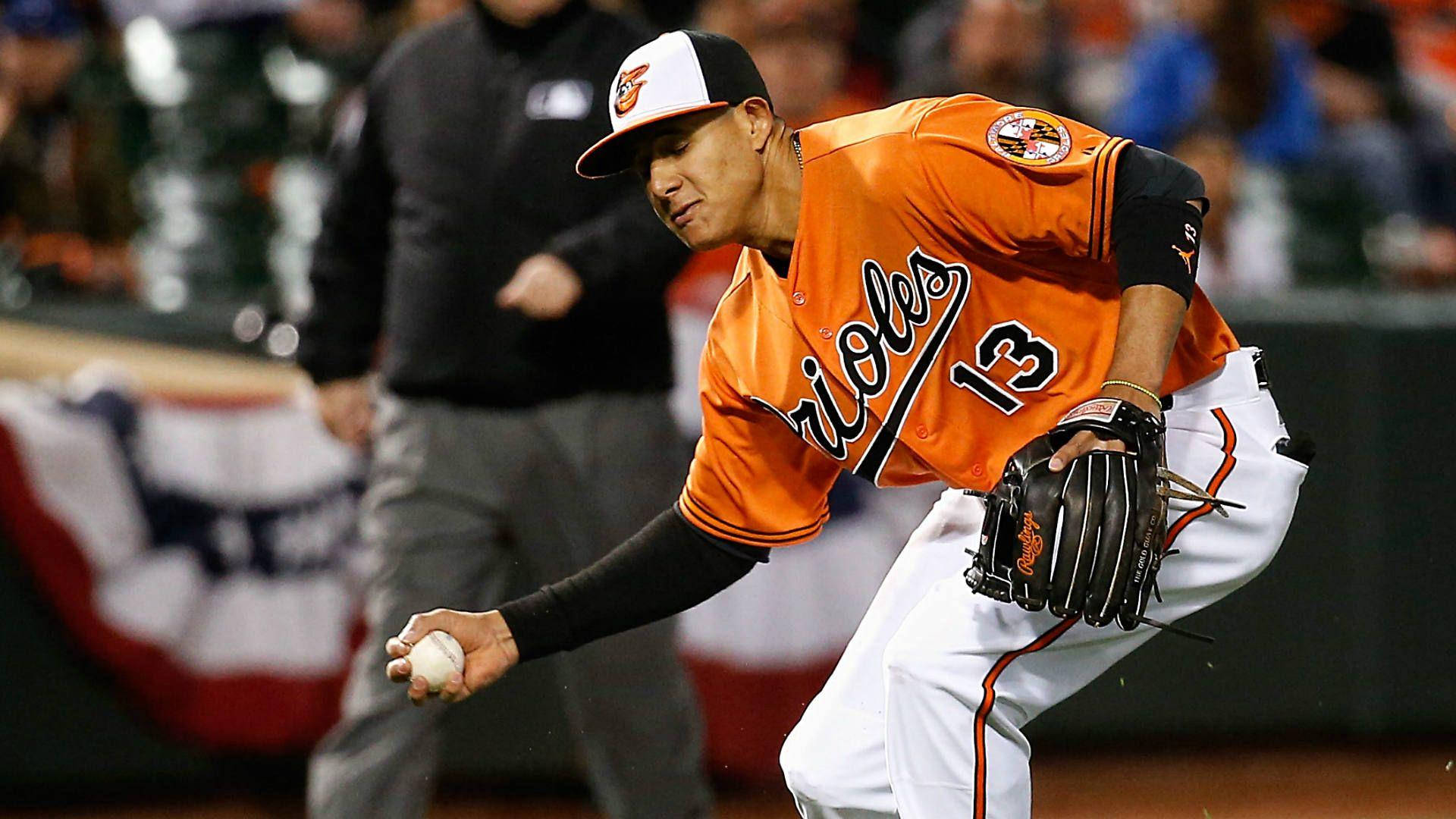 Manny Machado In Orange Baseball Uniform Wallpaper