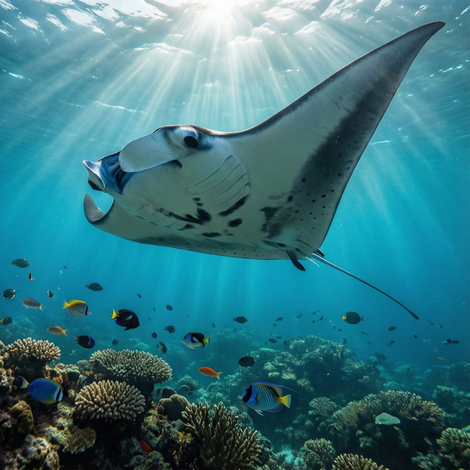 Manta Ray Sunbeams Bakgrunner