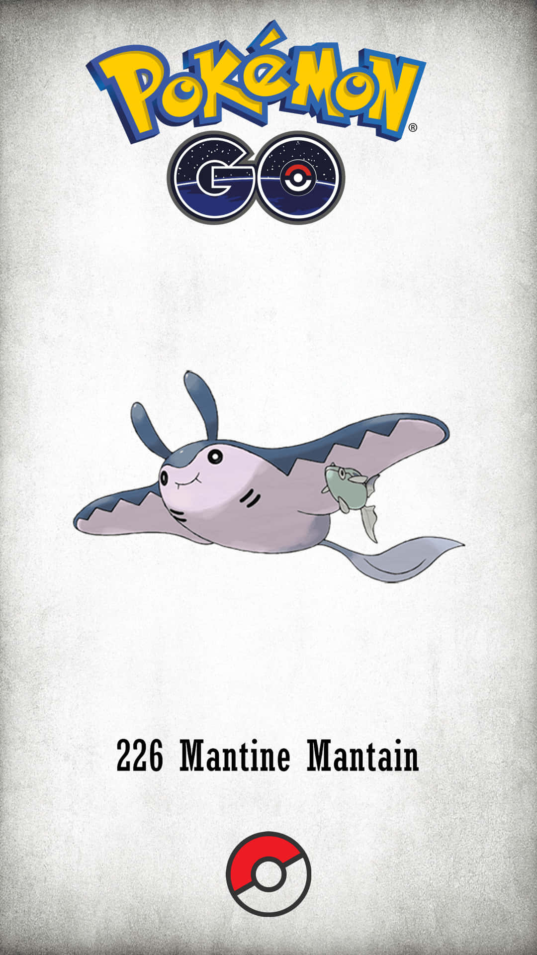 Mantine Pokemon Go Logo Tapet: Et smukt tapet, der viser Mantine fra Pokemon Go Logo. Wallpaper