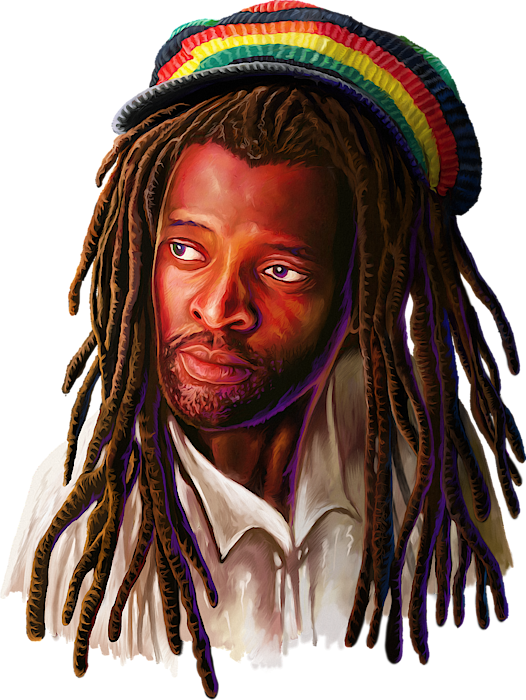 Manwith Dreadlocksand Rasta Hat PNG