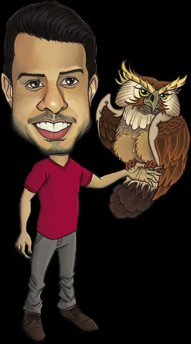 Manwith Owl Caricature PNG