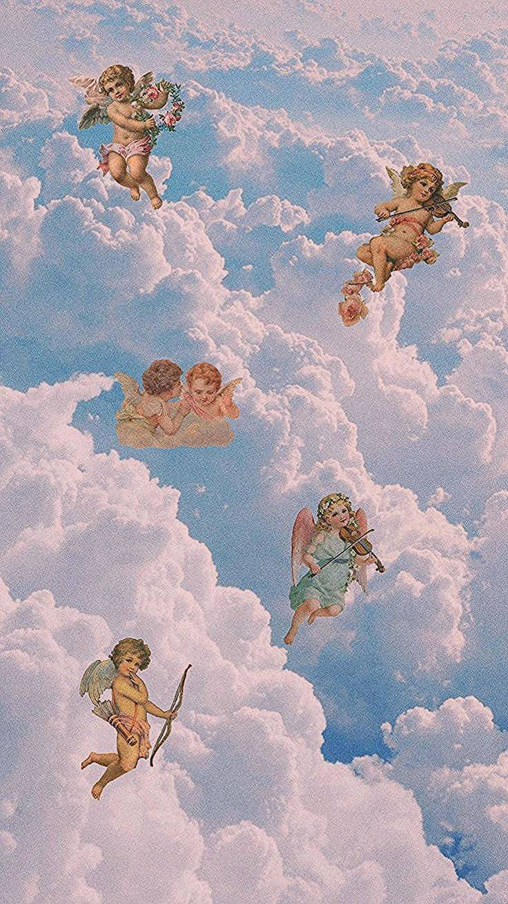 Mångasmå Änglar I Himlen. Wallpaper
