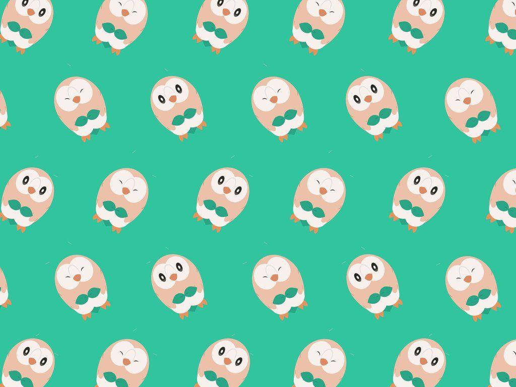 Many Rowlet Green Background Wallpaper