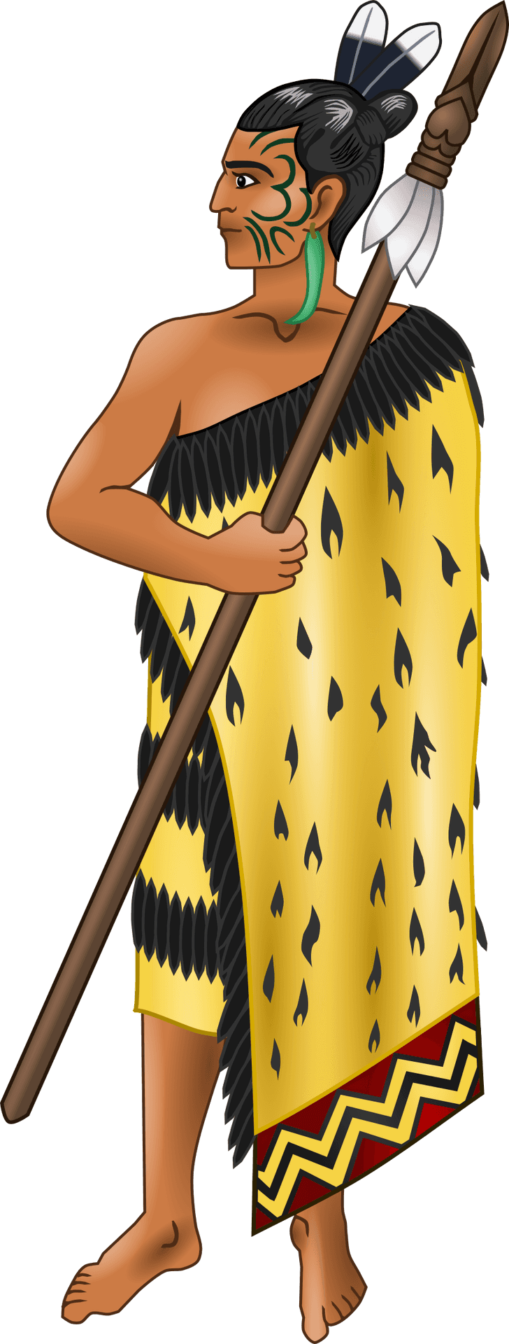 Maori Warriorwith Taiaha PNG