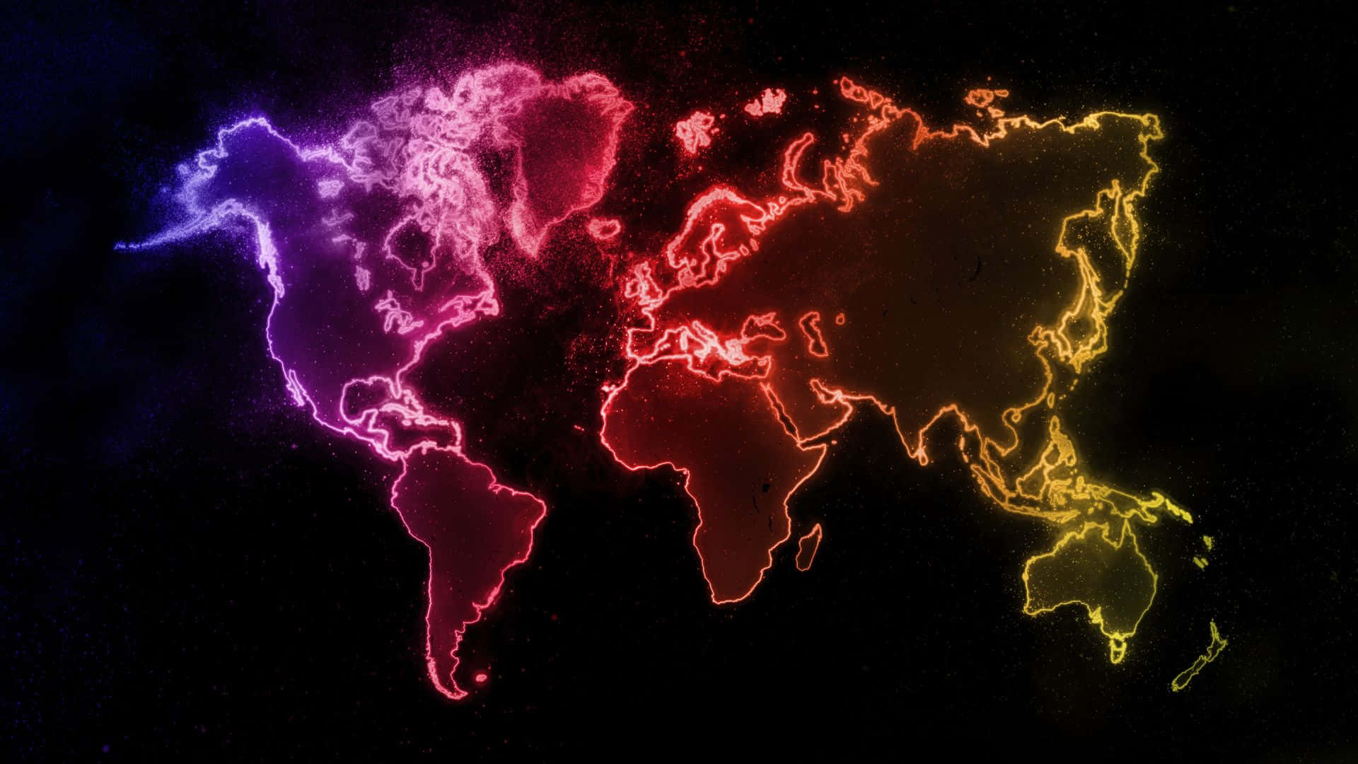 Colorful Glowing World Map Background