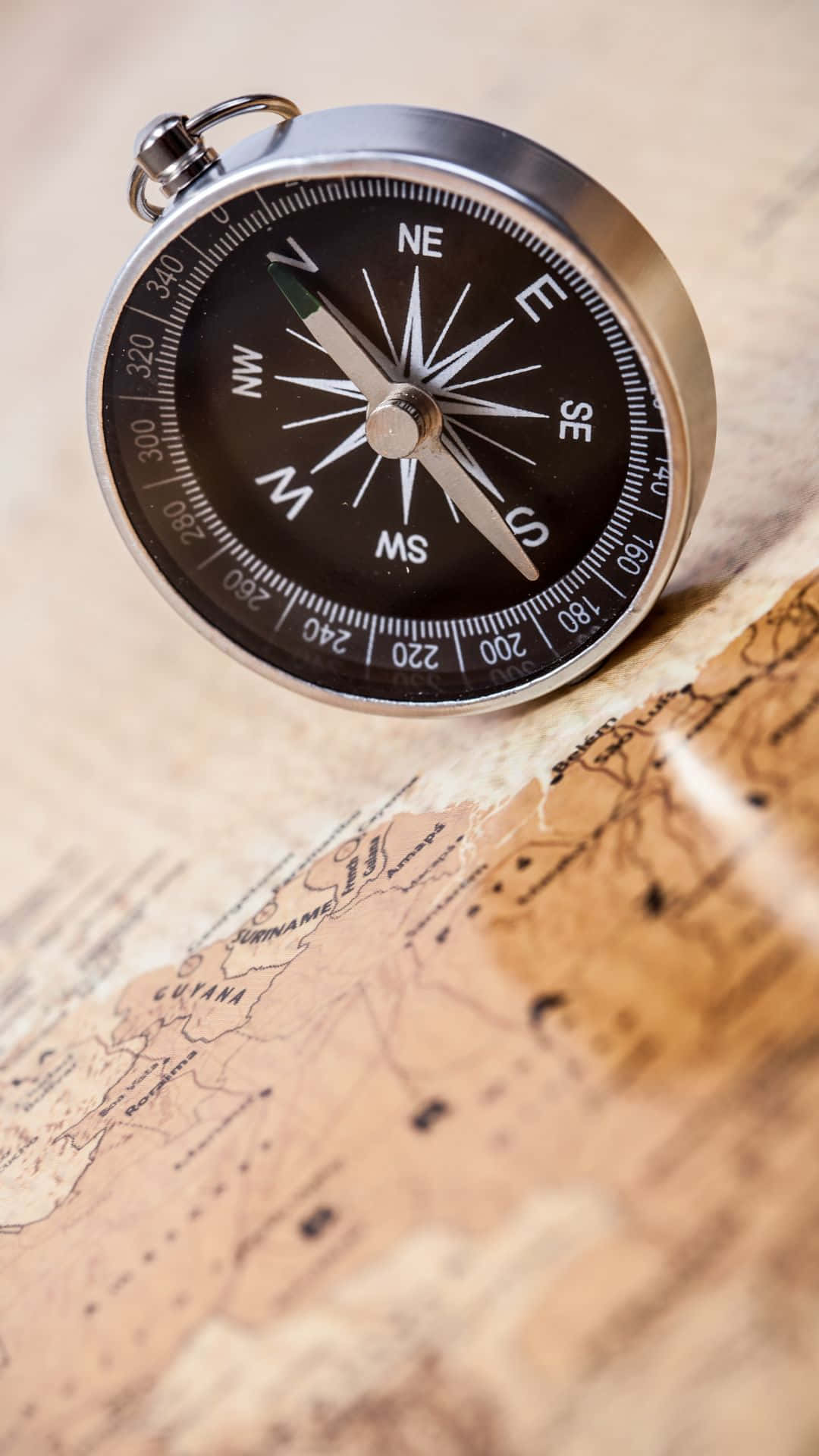 Elegant Black Pocket Compass Map Background