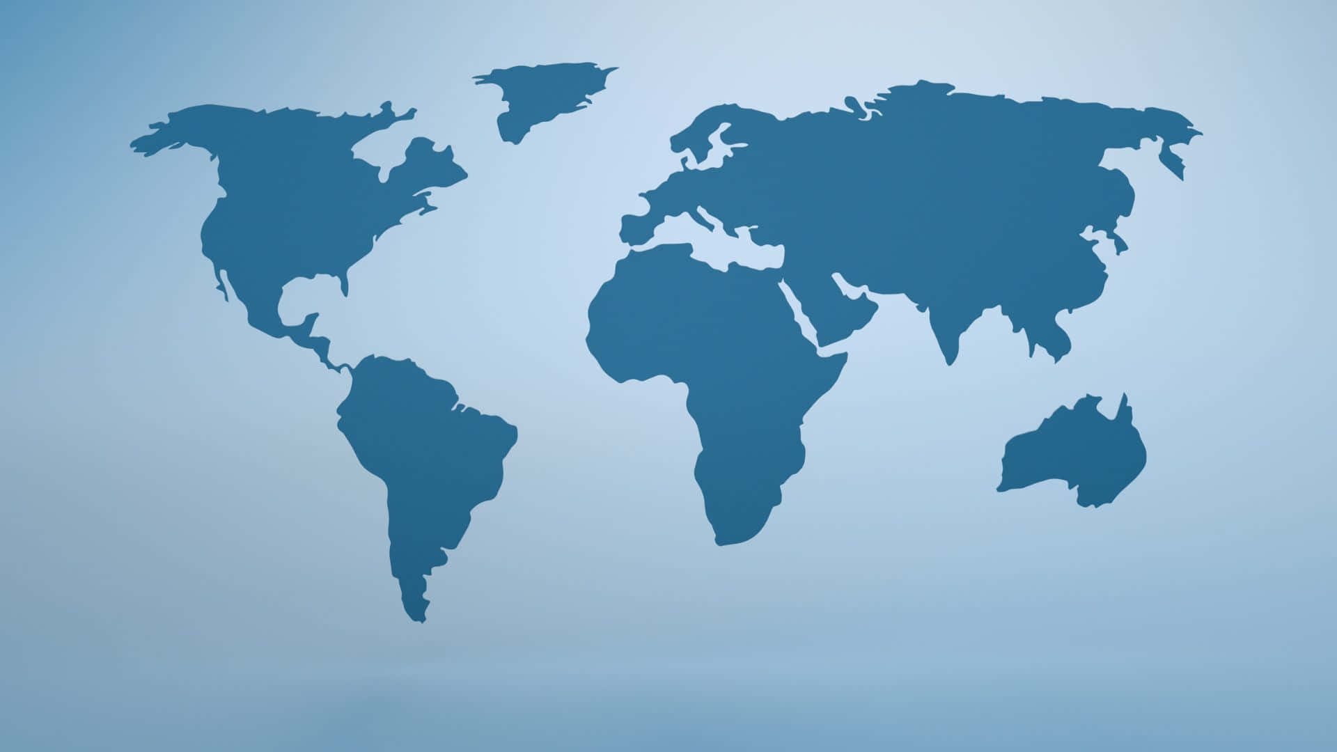 Enenfärgad Blå Världskarta Med En Silhuett Som Bakgrund För Datorn Eller Mobilen.