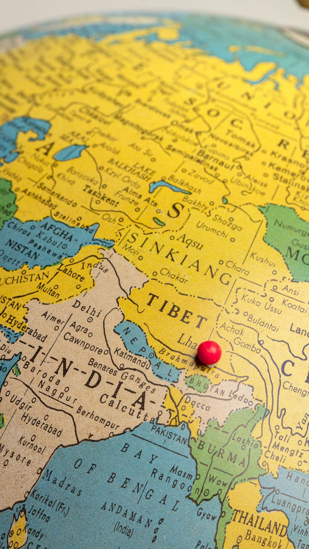 Red Pin At Tibet Map Background