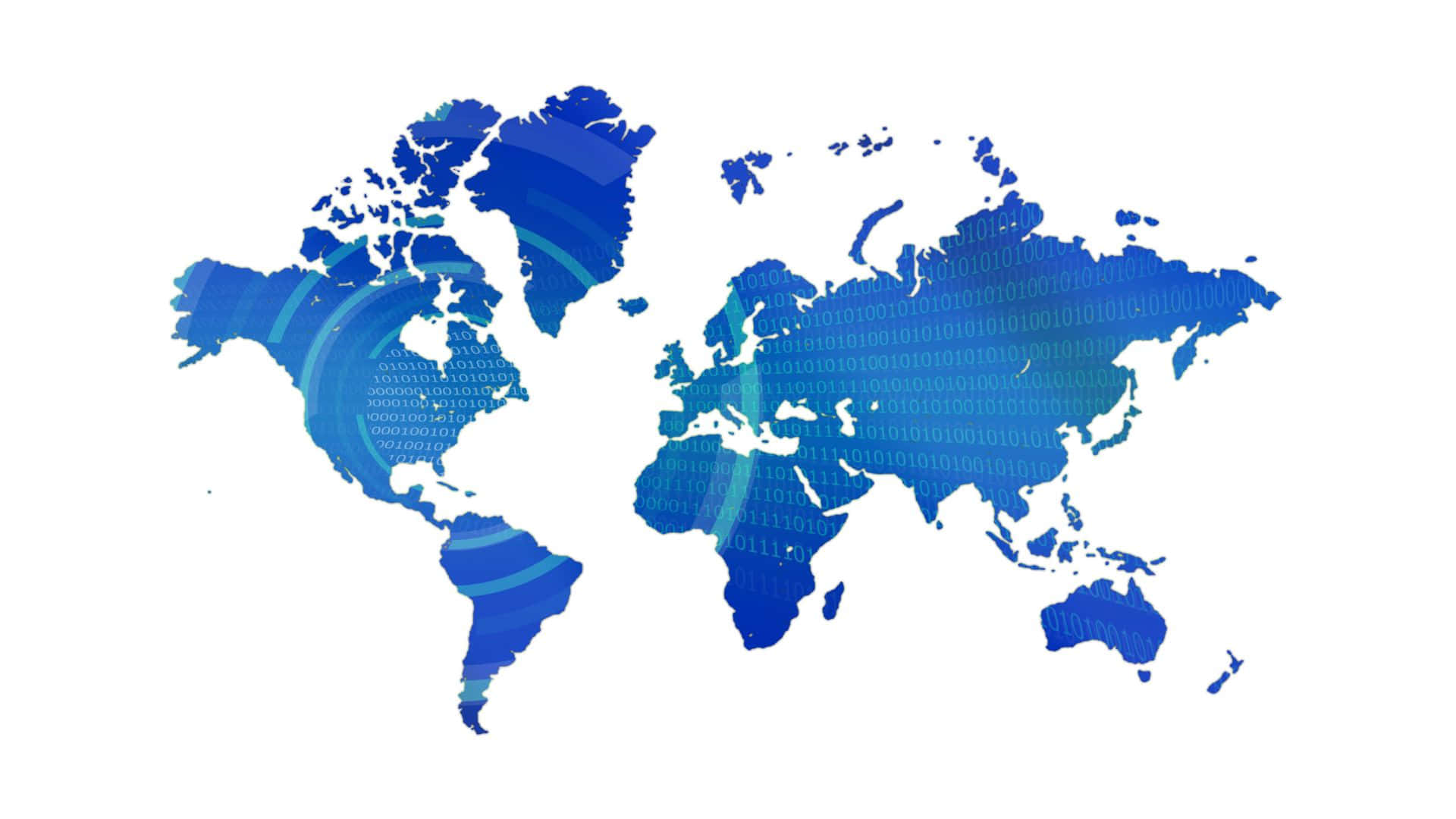 Sfondocon Silhouette Di Mappa Mondiale In Blu Molto Cool.