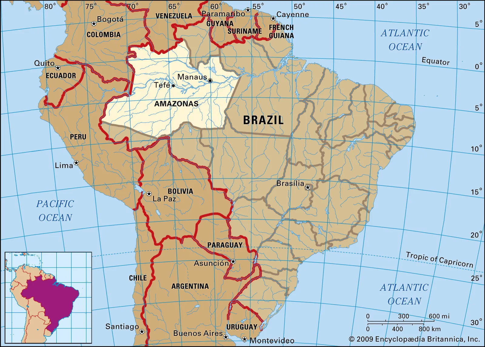 Detailed Map of Amazonas, Brazil Wallpaper