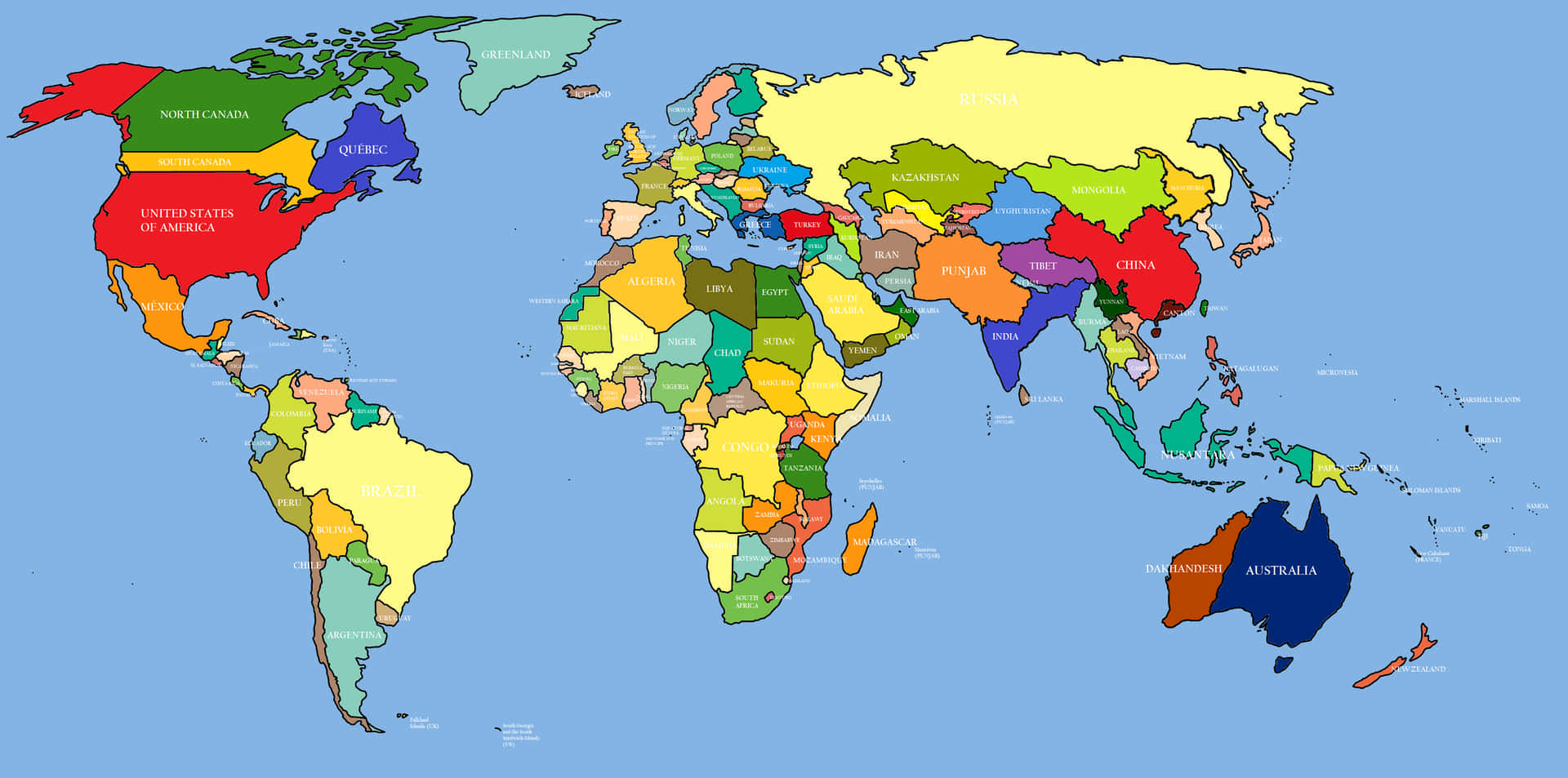 A detailed map of the world