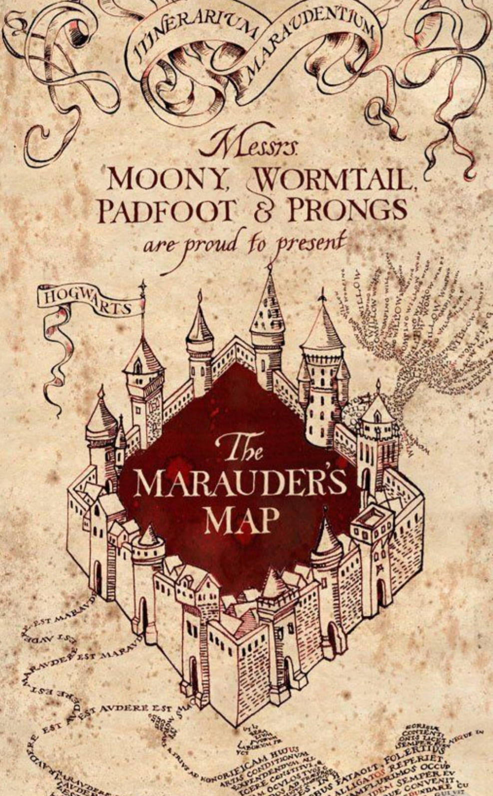 Mapado Maroto De Harry Potter Incrível Papel de Parede