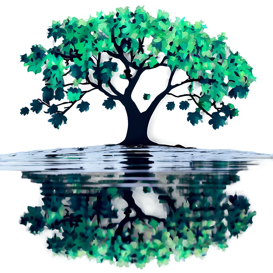 Maple Tree Reflection In Water Png 06122024 PNG