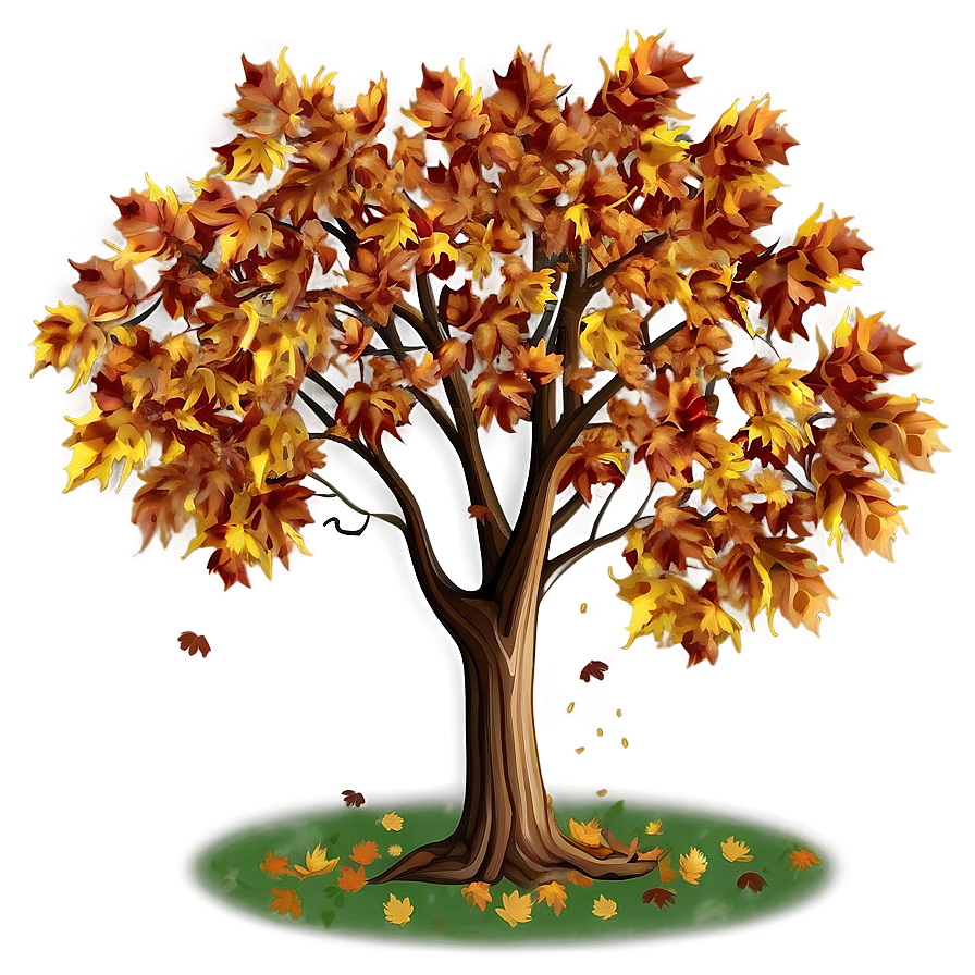 Maple Tree With Falling Leaves Png 06122024 PNG