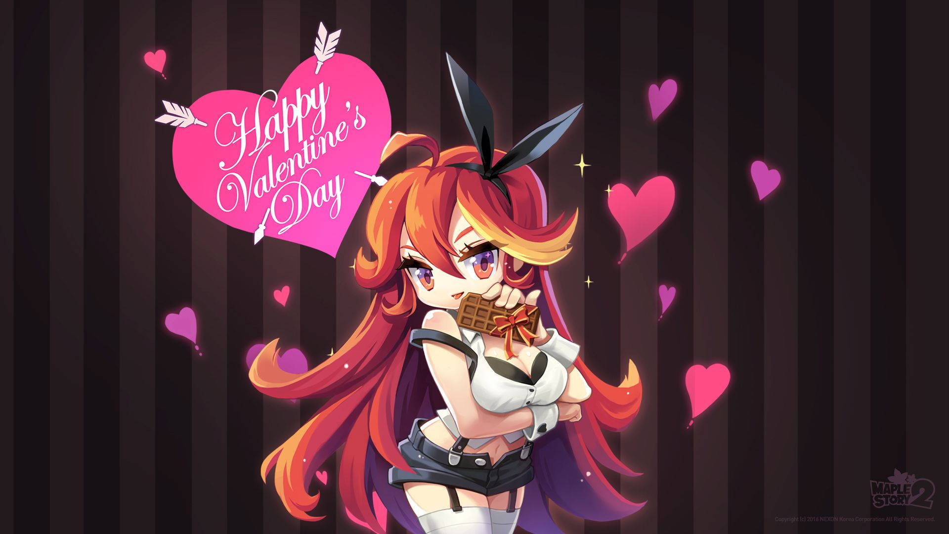 A Girl With Red Hair And A Heart Shaped Cake Wallpaper