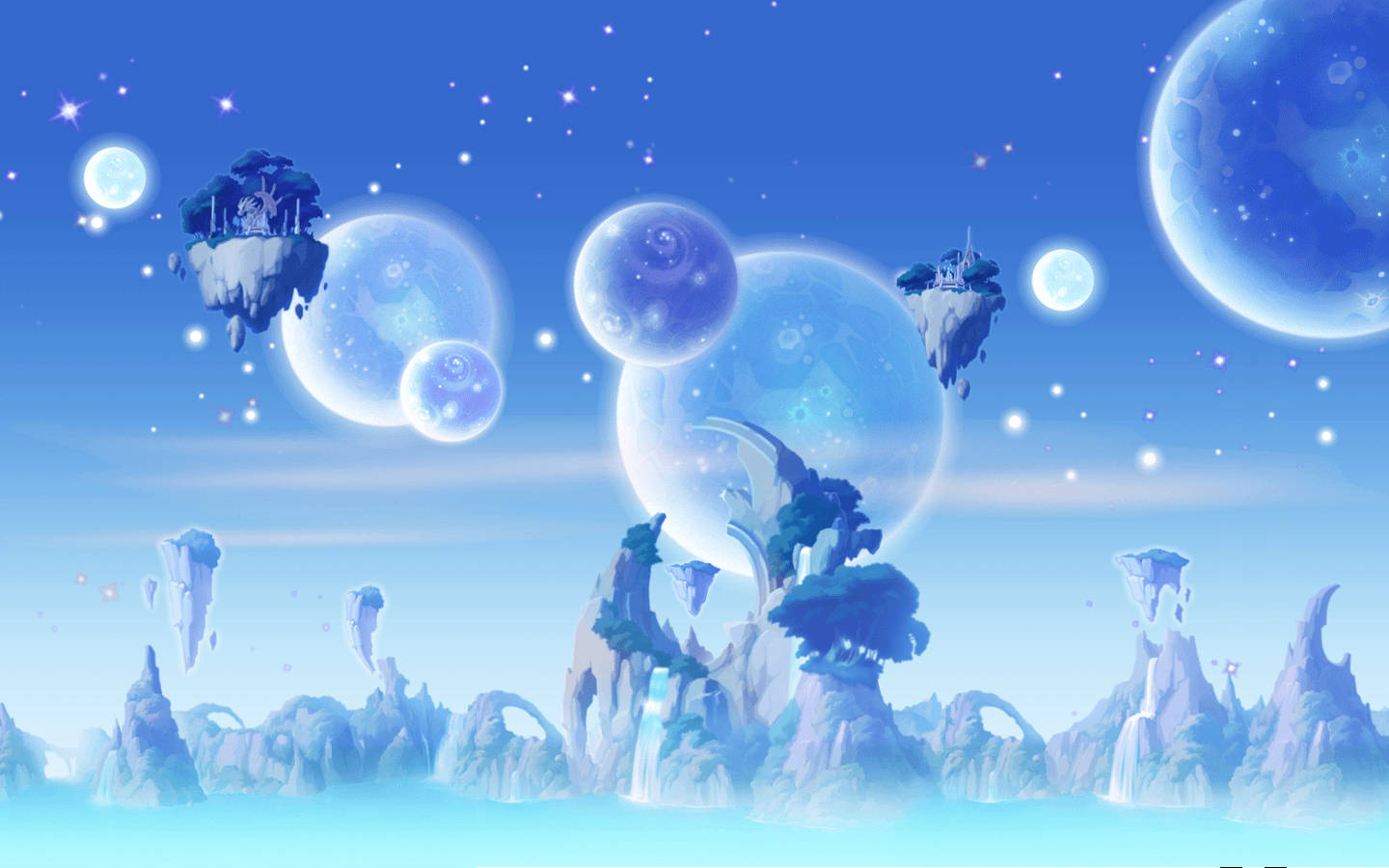 A Blue Sky With Some Blue And White Spheres Wallpaper