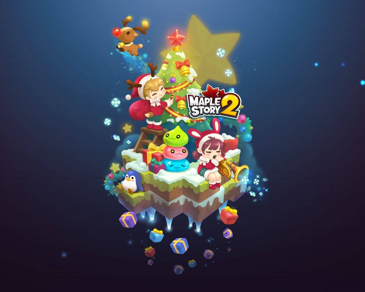 A Christmas Tree With A Bunch Of Characters On It Wallpaper