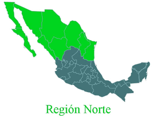 Mapof Mexico Northern Region Highlighted PNG