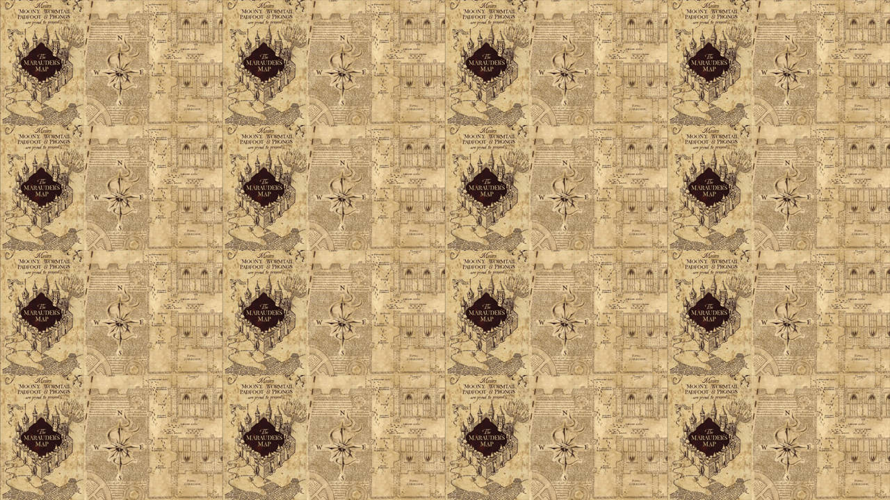 Intricate and Artistic Marauders Map Pattern Wallpaper