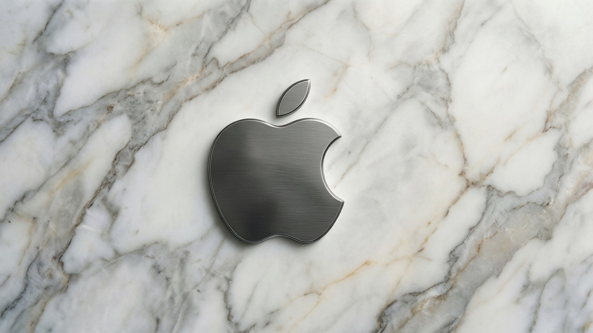 Hvidt Apple-logo på marmor tekstur baggrund.