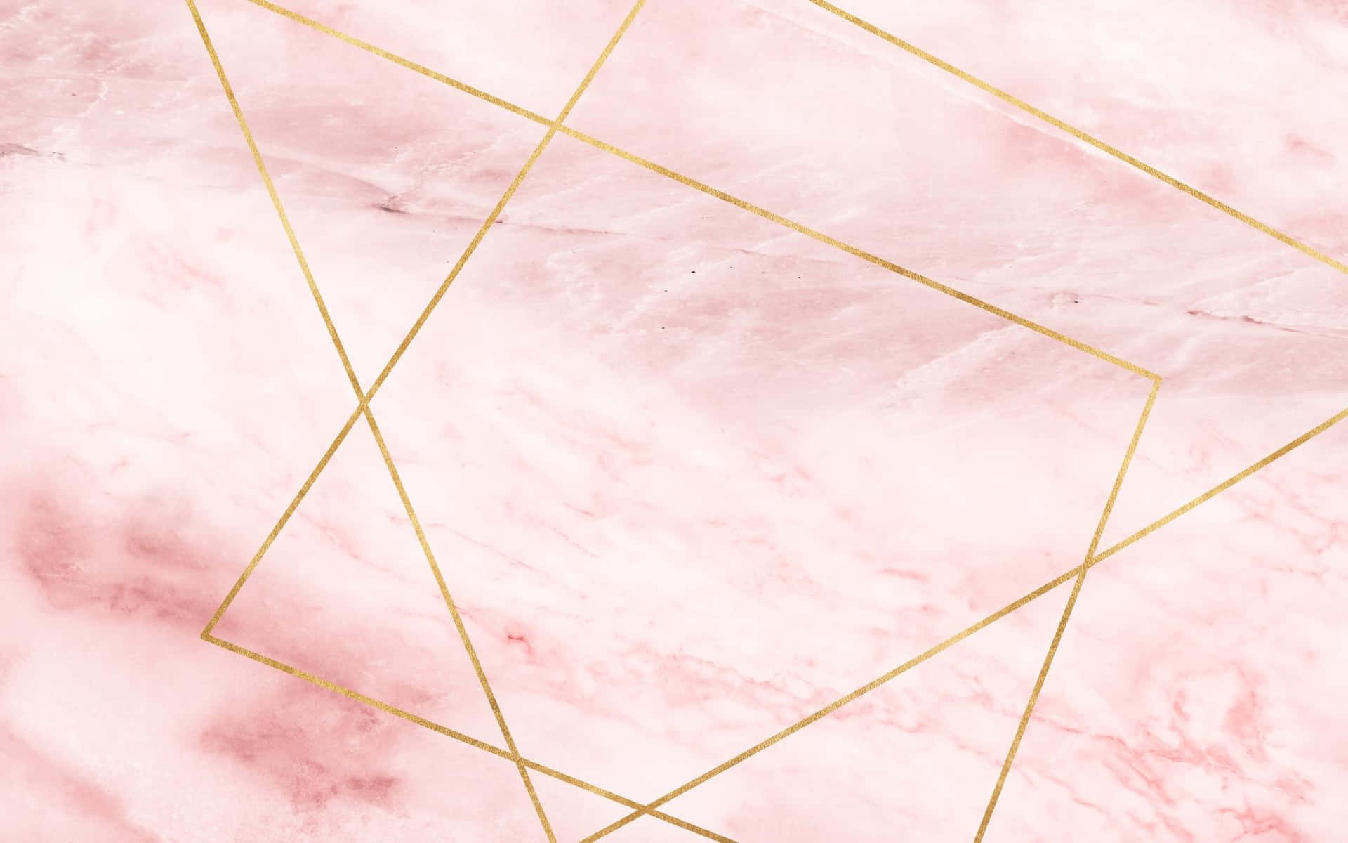 Guld geometrisk mønster på lyserød marmor baggrund Wallpaper