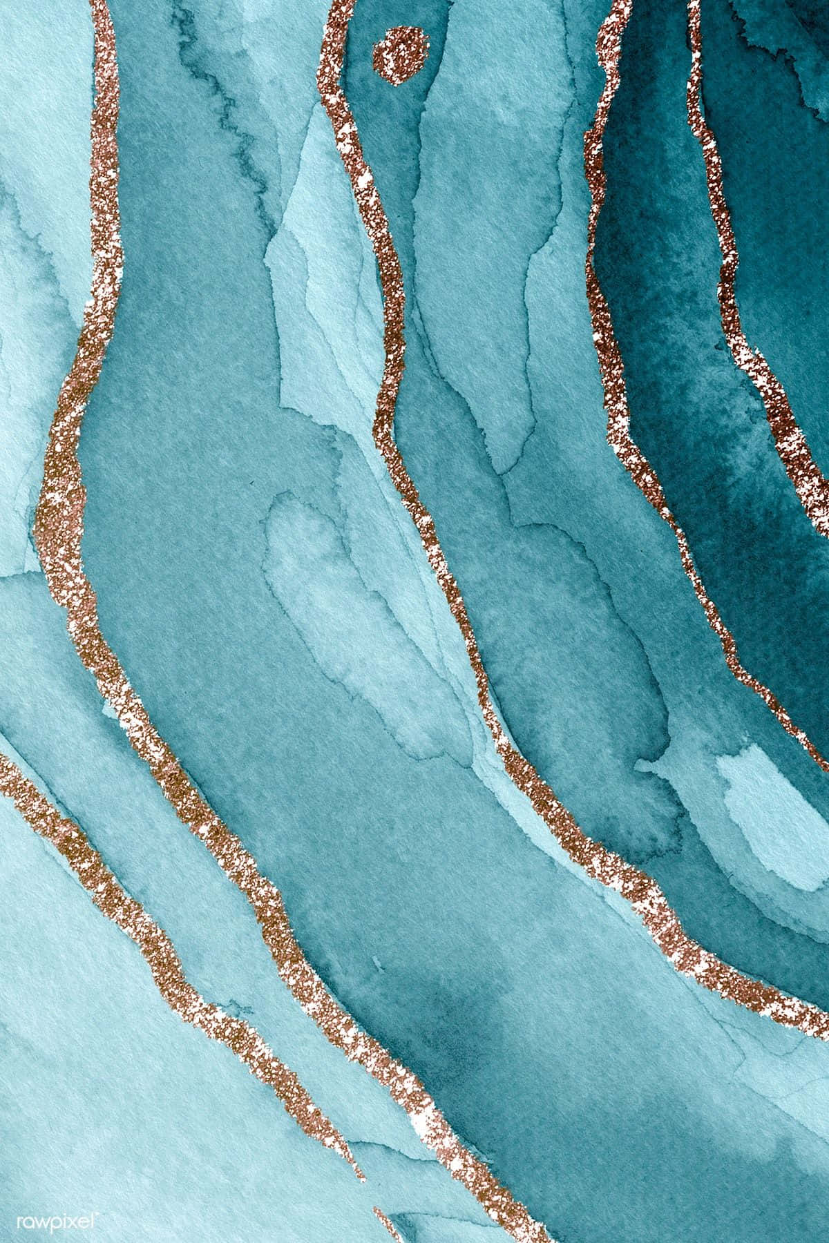 A Blue And Gold Watercolor Painting Wallpaper