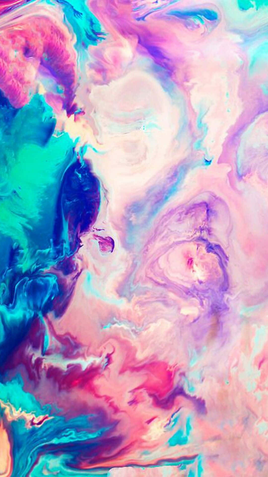 A Colorful Painting With A Lot Of Pink And Blue Wallpaper