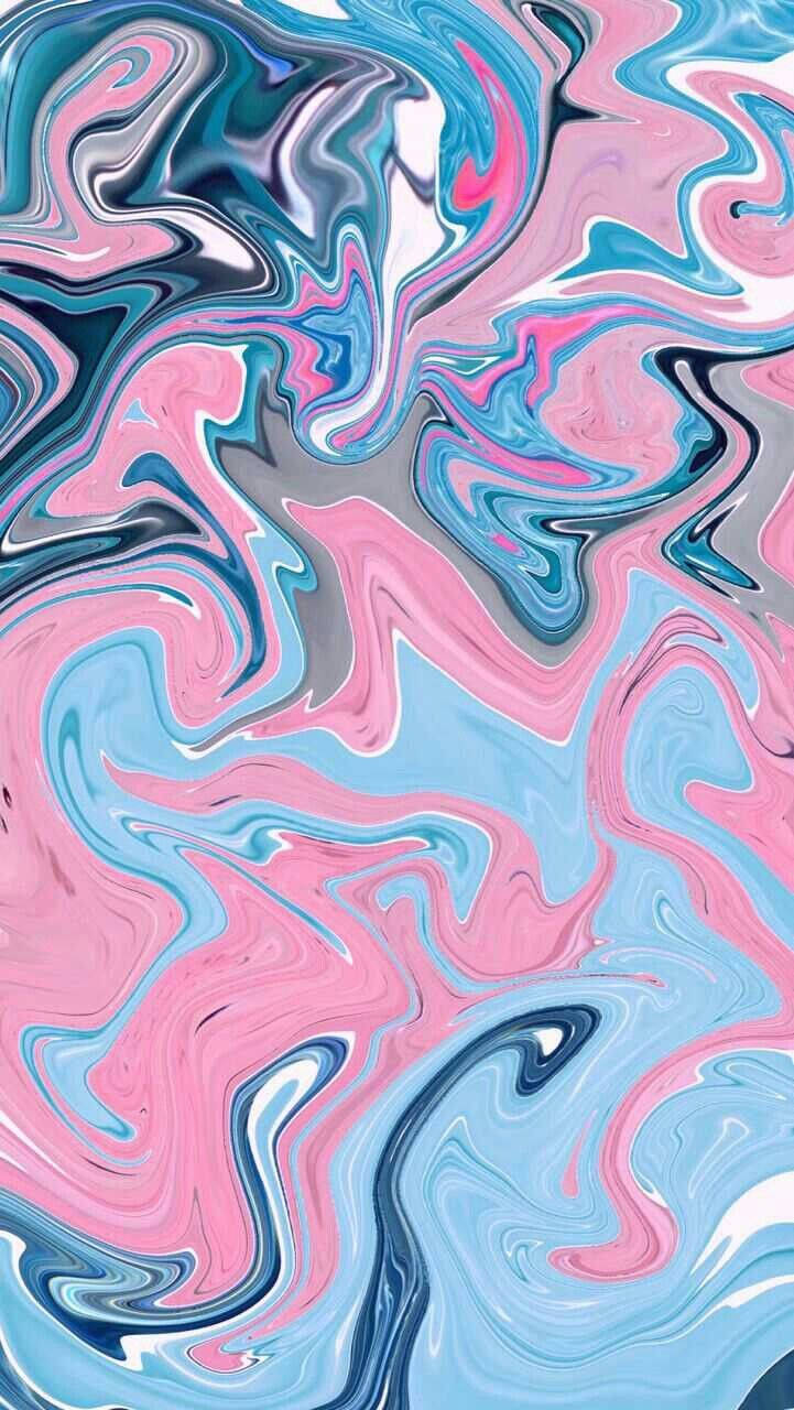 Marble Pink And Blue Liquid Pattern Wallpaper