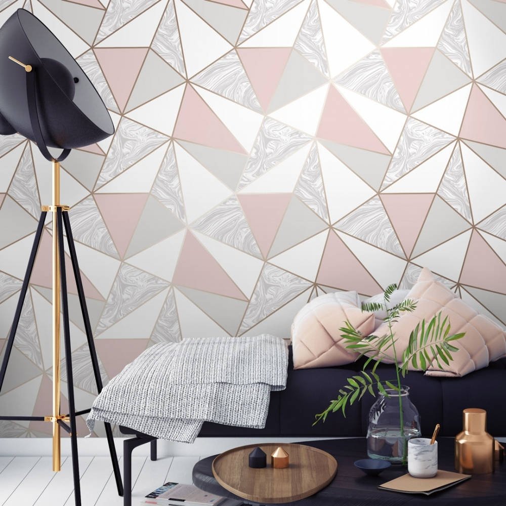 Marble Pink Geometric Wall In Room