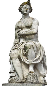 Marble Sculptureof Seated Woman PNG