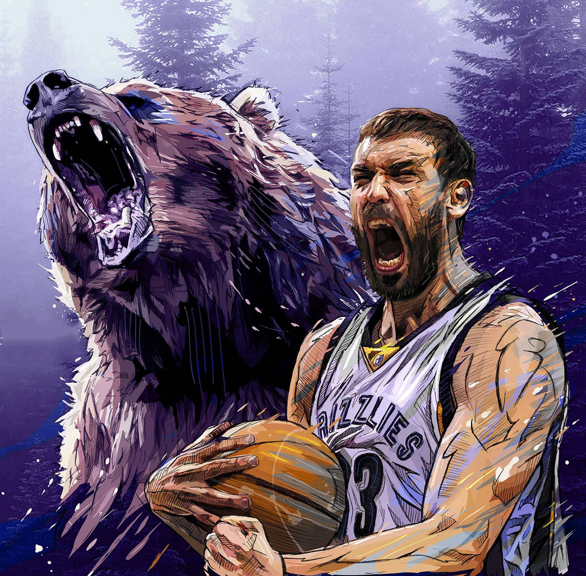 Professional Basketball Player Marc Gasol in Action Wallpaper
