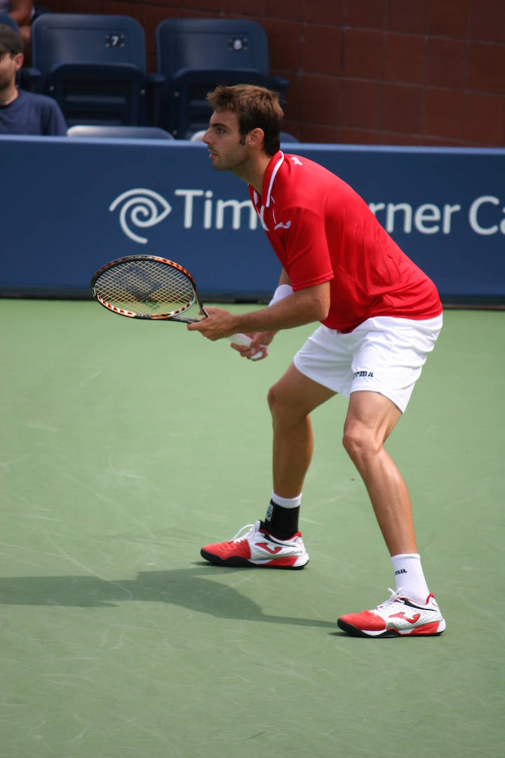 Marcel Granollers In A Ready Position Wallpaper