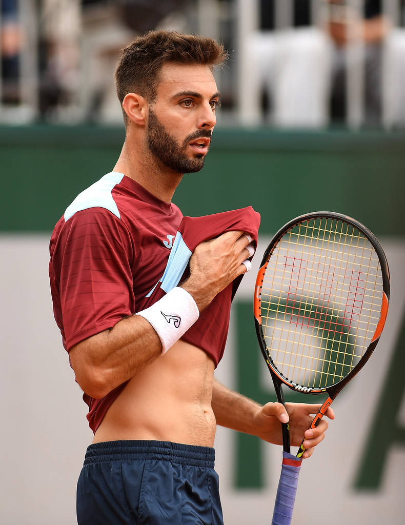 Marcel Granollers Wiping Sweat With Shirt Wallpaper