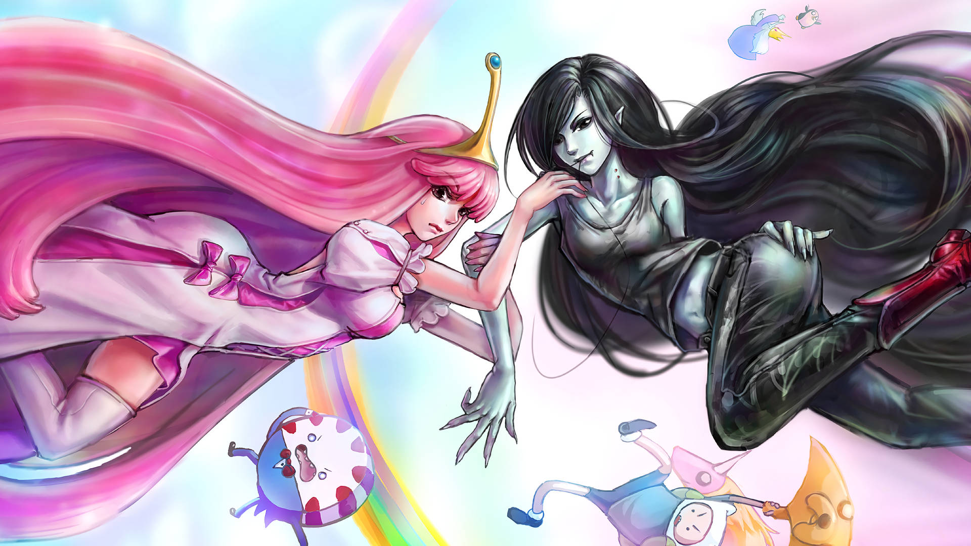 Marceline og Prinsesse Bubblegum Fan Art Tapet Wallpaper