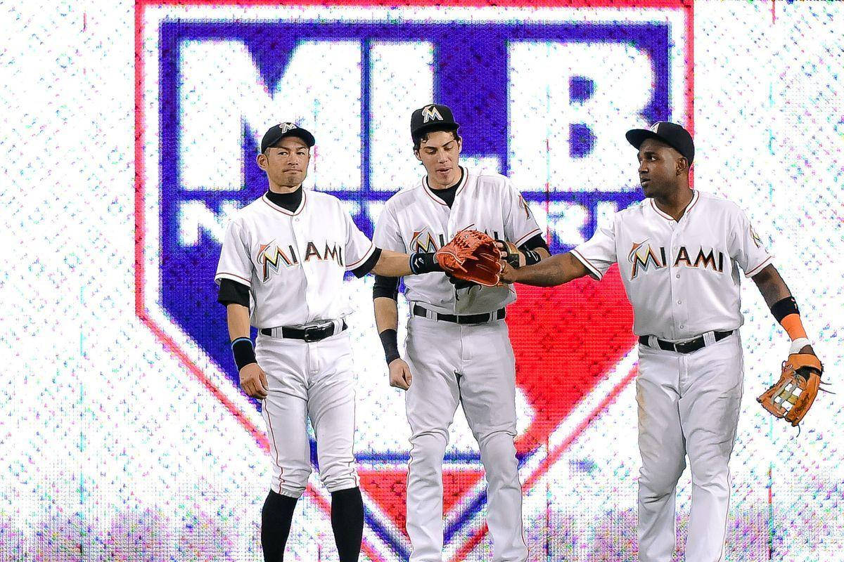 Marcell Ozuna og holdkammerater på MLB All Star Game Wallpaper