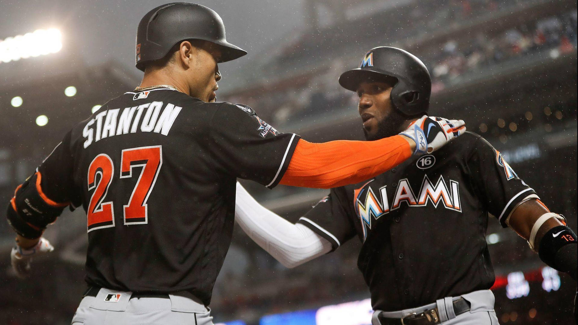 Marcell Ozuna With Giancarlo Stanton Wallpaper