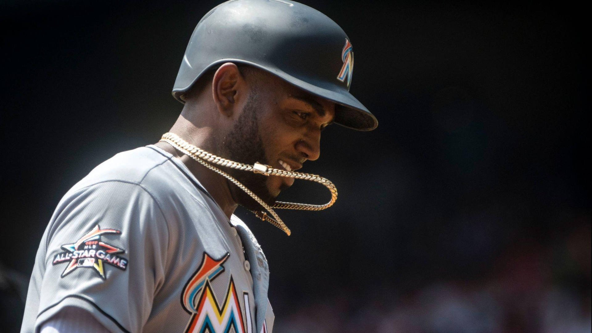 Marcell Ozuna With Gold Necklace Wallpaper