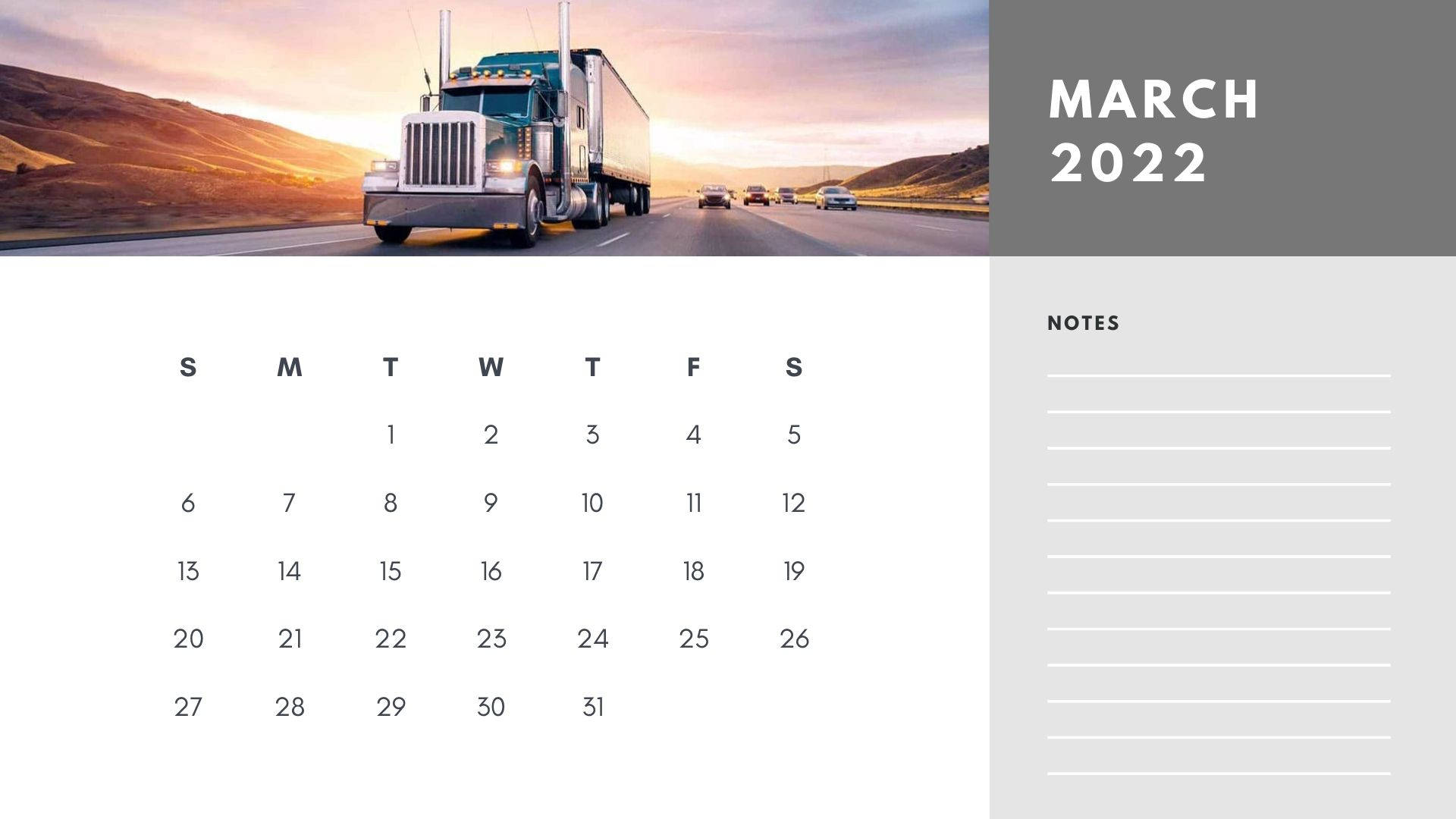 March 2022 Calendar Notes