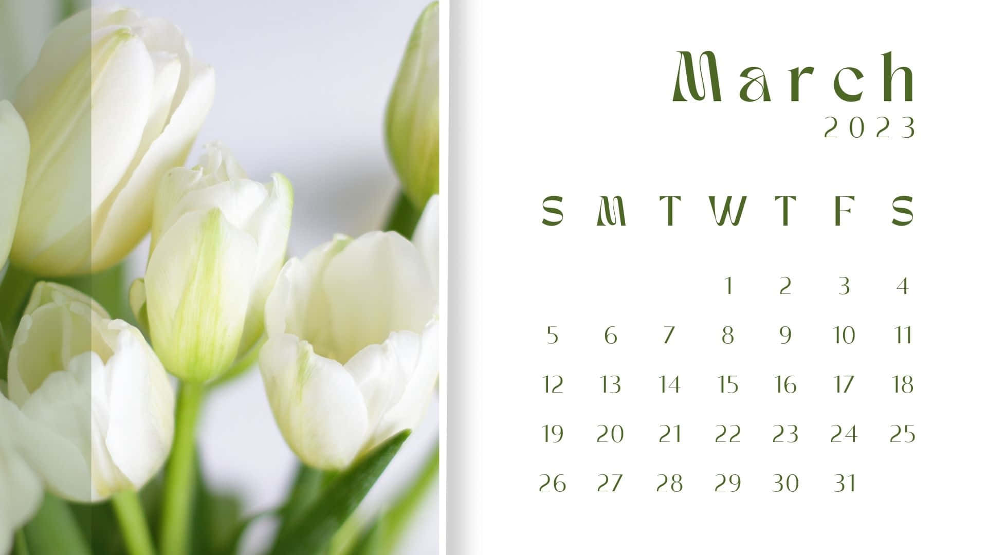 A Calendar With White Flowers And A White Background Wallpaper