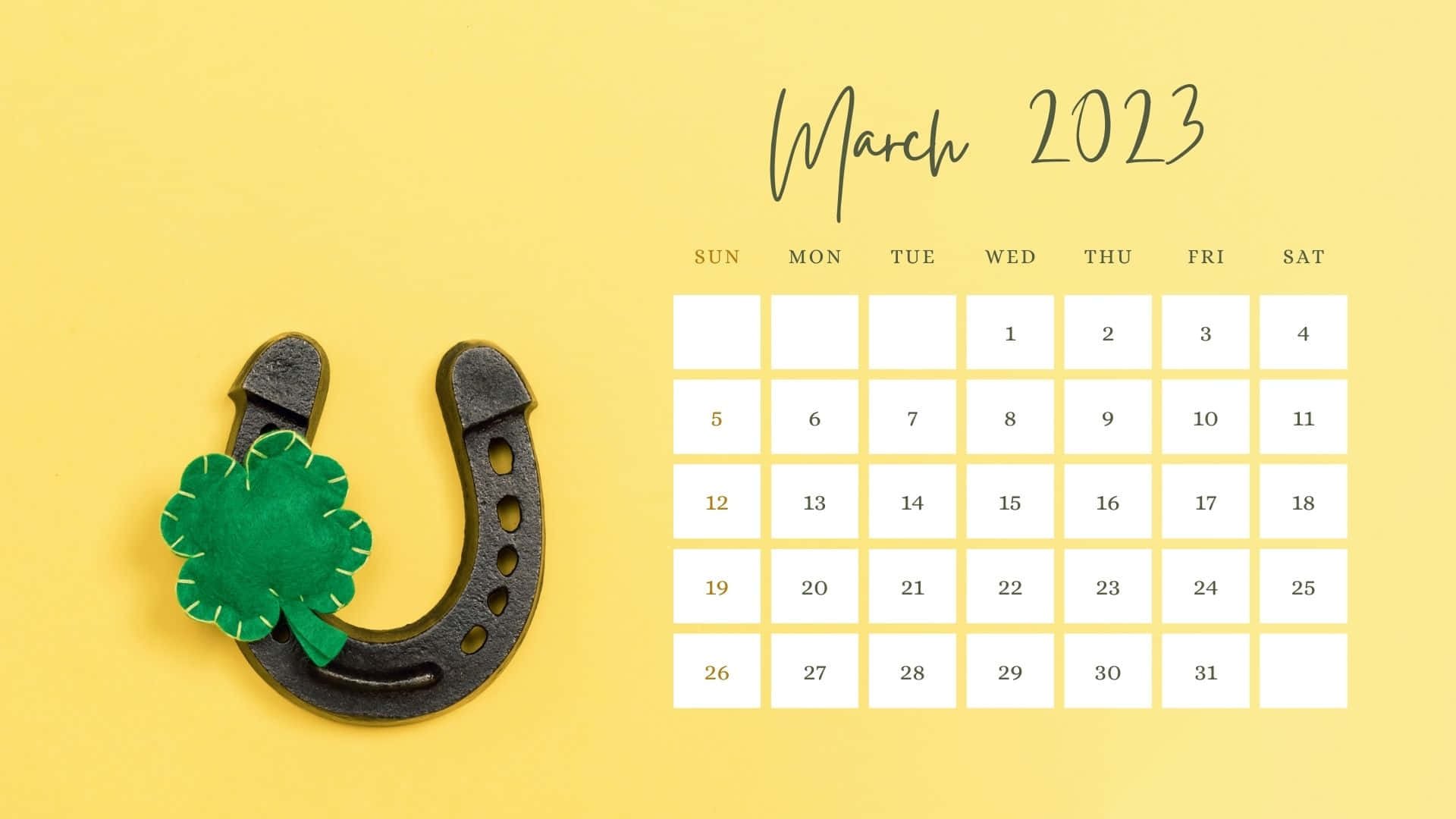 A Horseshoe Calendar With The Word St Patrick's Day Wallpaper
