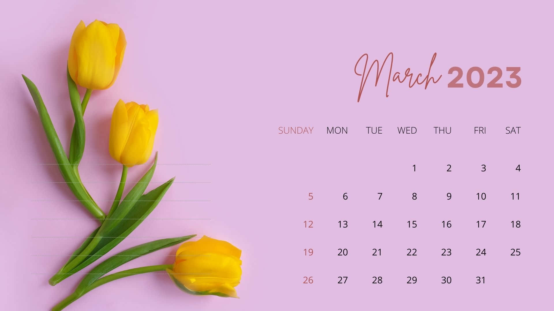 A Calendar With Yellow Flowers On It Wallpaper