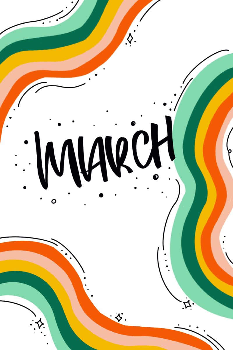 March Aesthetic Rainbow Waves Wallpaper