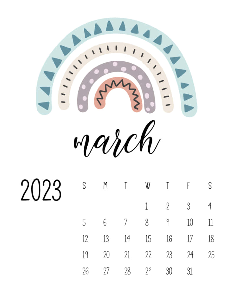 A Colorful Calendar With The Word March