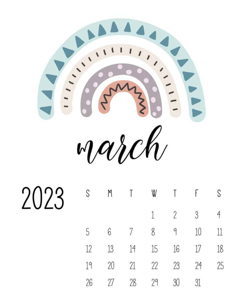 Uncalendario Colorido Con La Palabra Marzo